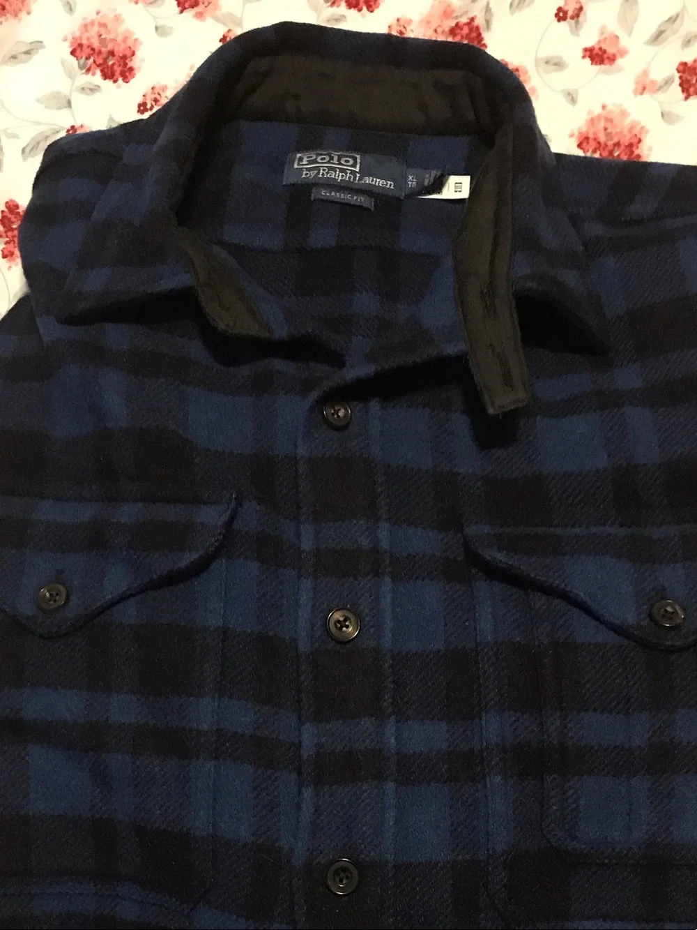 Polo by Ralph Lauren Navy Blue and Black Plaid Shirt Jacket